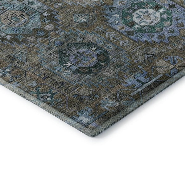 Mayfield Premium Machine Washable Abstract AMF2024 Brown 2 ft. x 3 ft. Accent Rug