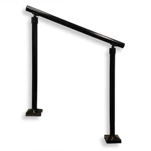 1.9 in. x 3 ft. Textured Black Aluminum Handrail with Posts