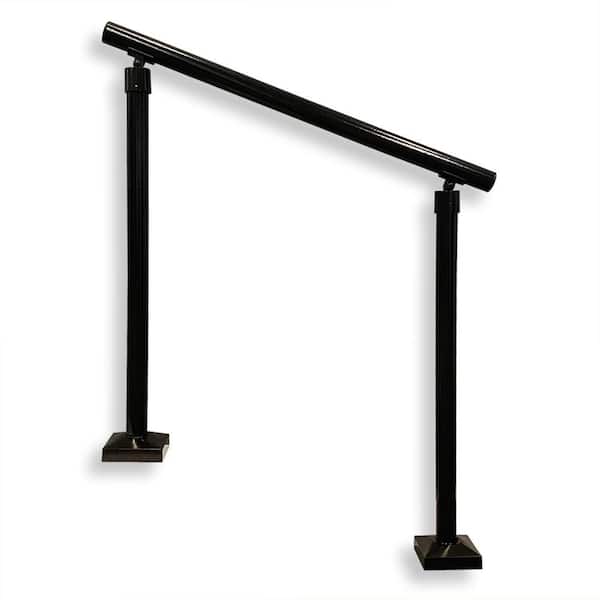 EZ Handrail 1.9 in. x 3 ft. Textured Black Aluminum Handrail with Posts