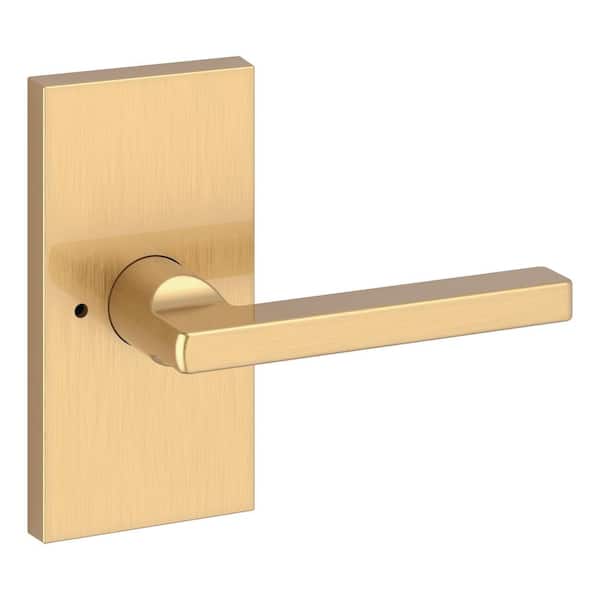 Baldwin 5 in. Privacy Right Hand Square Lever Contemporary Rose with 6AL LatchDual Strike Lifetime Satin Brass