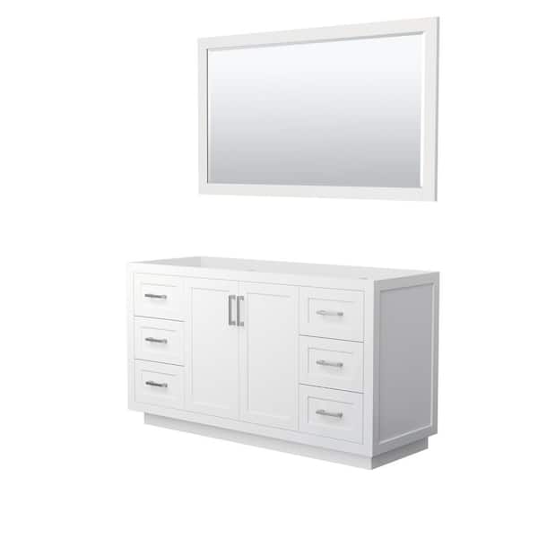 Wyndham Collection Miranda 59.25 in. W x 21.75 in. D Single Bath Vanity Cabinet Only with Mirror in White