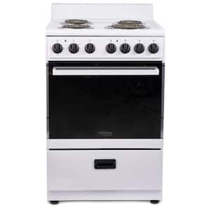 24 in. 2.7 cu. ft. Single Oven Electric Range with 4 Burners and Storage Drawer in White