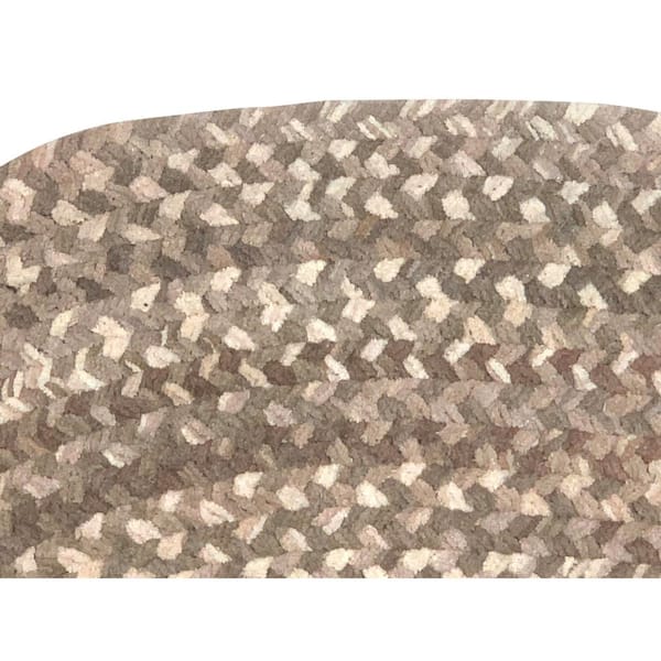 Ombre Briad Collection Beige 60" x 84" Oval 100% Cotton Chenille Reversible Indoor Area Rug