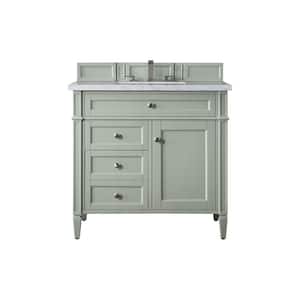Brittany 36.0 in. W x 23.5 in. D x 34 in. H Bathroom Vanity in Sage Green with Carrara Marble Marble Top
