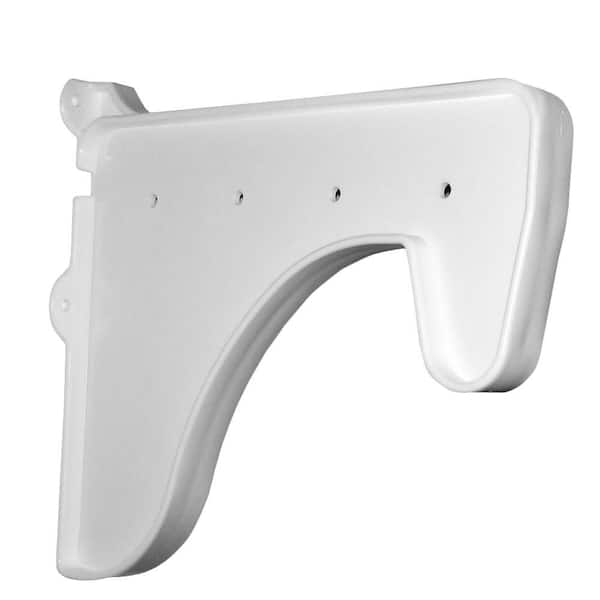 12 in. x 10 in. White End Bracket for Rod & Shelf (for mounting to back wall/connecting)