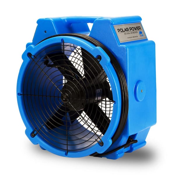 BlueDri 1/4 HP Polar Axial Blower Fan with High Velocity Air Mover for Water Damage Restoration Equipment in Blue