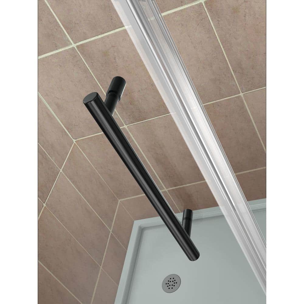 Merrick Frameless Matte Black Neo-Angle Hinged Shower Enclosure