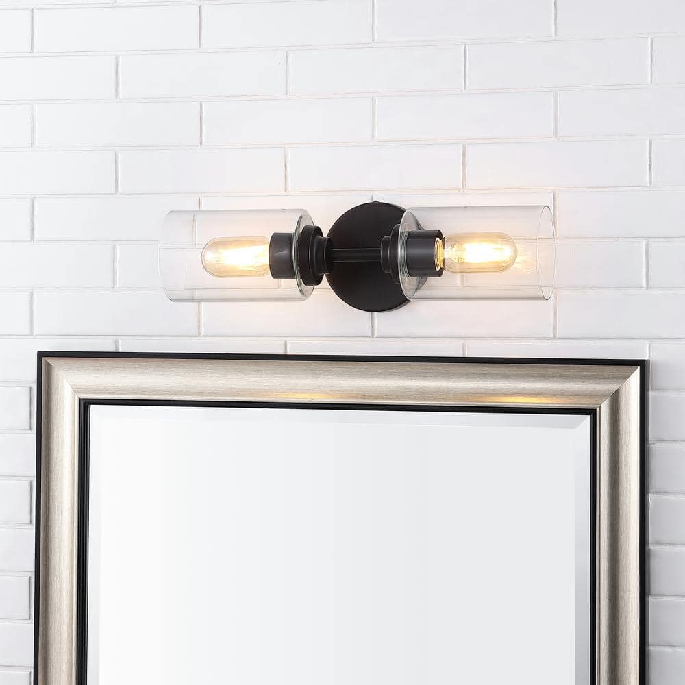 Giles 16" Oil Rubbed Bronze Cylinder Vanity Light with Clear Glass