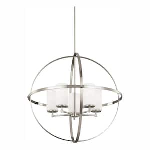 Alturas 5-Light Brushed Nickel Modern Hanging Globe Chandelier with LED Bulbs