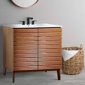 Calandre 36 in. W x 18 in. D x 33 in. H 2-Shelf Bath Vanity Cabinet without Top Sink Basin not Included, Walnut