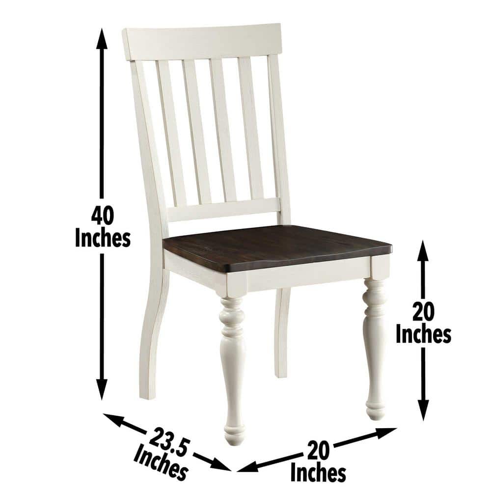 White and Mocha High Back Wood Side Chair Set
