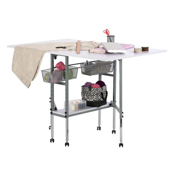  Sullivans Go Adjustable Height Foldable Sewing Table, by The  Yard, White : Arts, Crafts & Sewing