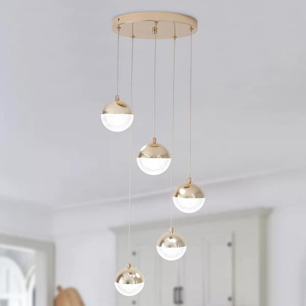 ADSENSTY 5 x 7-Watt 5-Light Gold Integrated LED Modern Pendant Light for Dining Room