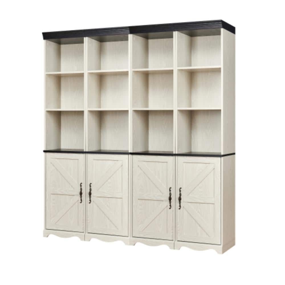 63.12 in. W x 13.38 in. D x 70.86 in. H Bathroom White Linen Cabinet with Adjustable Shelf