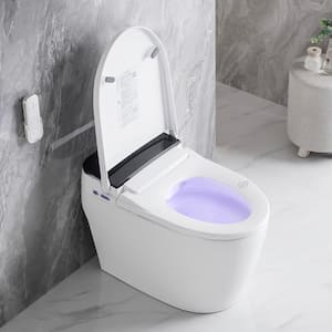 Elongated Smart Bidet Toilet 1.28 GPF in White w/Foot Sensor, Auto Open/Close Seat, AUTO Flush, Light, LED and Dryer