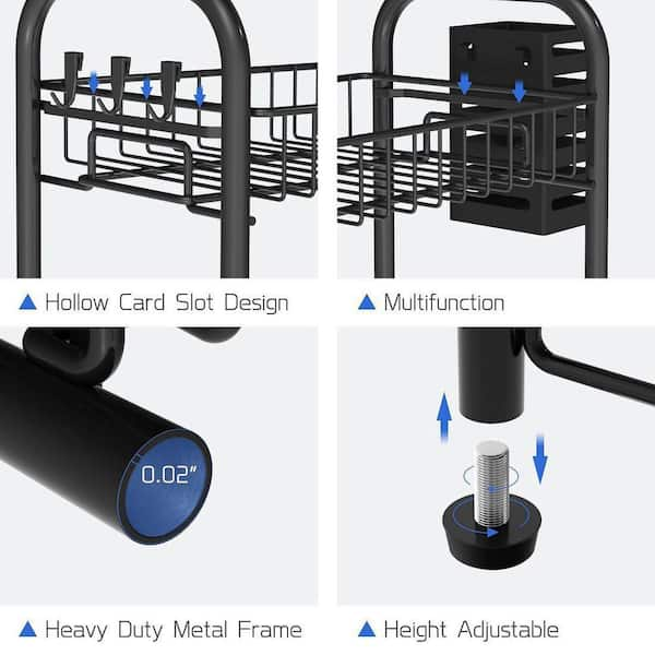 Dracelo 12.6 in. W x 6.1 in. D x 12.2 in. H Black 2 Tier Bathroom