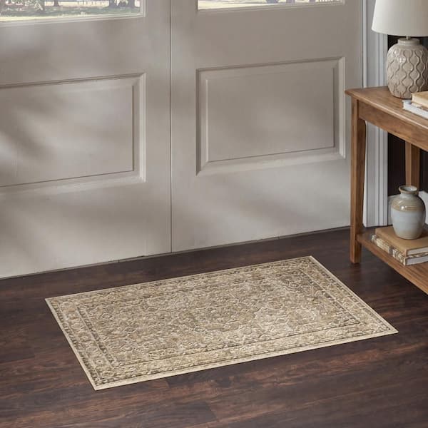 Harbor Grey 2 ft. x 4 ft. Floral Traditional Area Rug