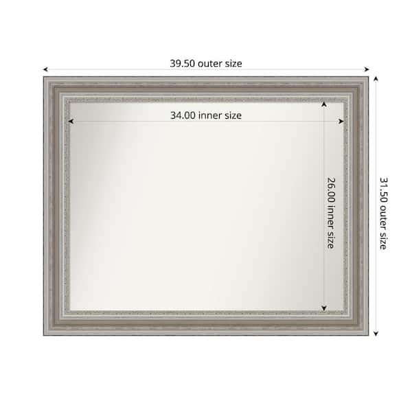 Amanti Art Parlor Silver 39.5 in. x 31.5 in. Custom Non-Beveled Recycled Polystyrene Framed Bathroom Vanity Wall Mirror