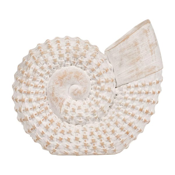 Liv & Skye White 7 in. X 7 in. Ceramic Shell Figurine
