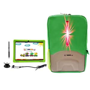 10.1 in. 1280x800 IPS 2GB RAM 32GB Android 12 Tablet with Green Kids Case, LED Backpack, Earphones, Holder and Pen