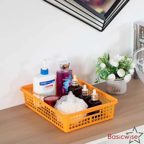 Multi-Colored 10 in. x 3 in. Plastic Decorative Basket Stackable Organizers Set of 6