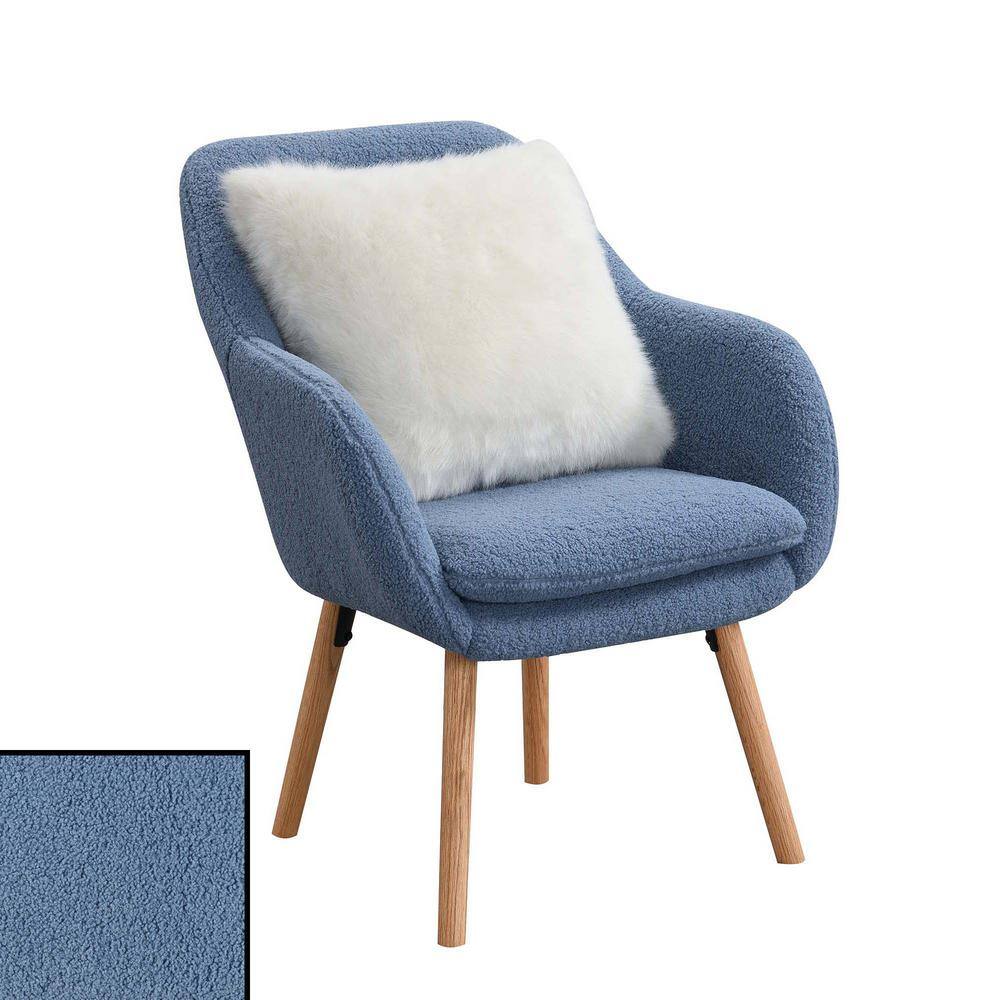 Charlotte Sherpa Blue Wood Wingback Accent Chair