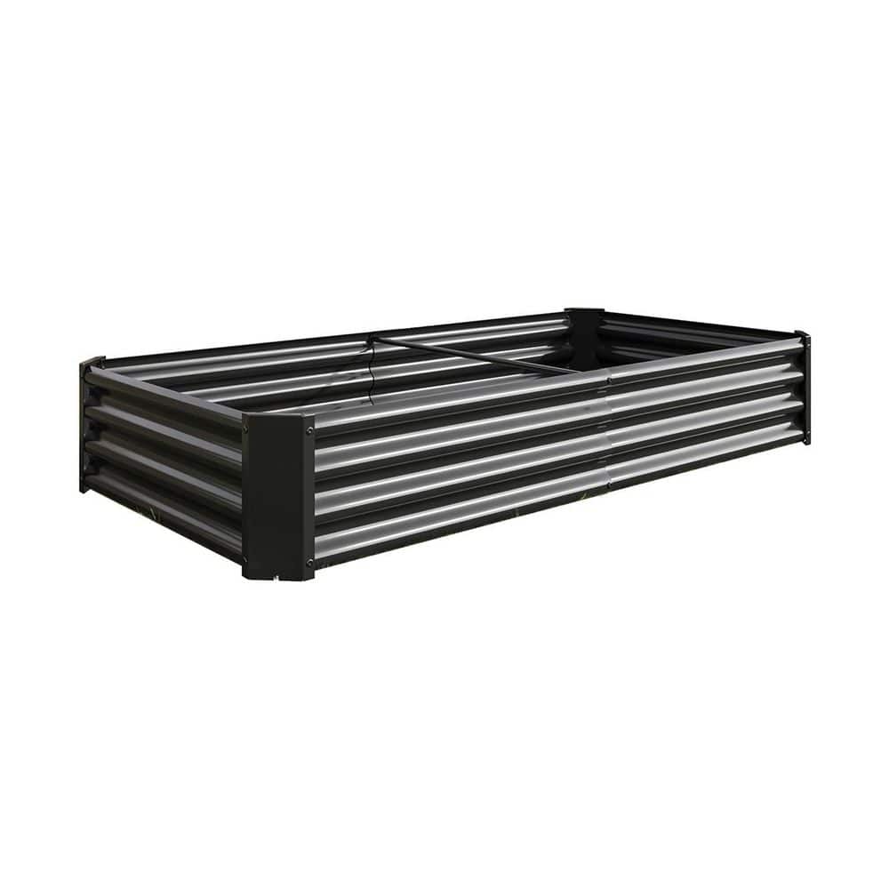 Tileon 6 x 3 x 1 ft. Black Metal Rectangular Raised Garden Bed Outdoor ...
