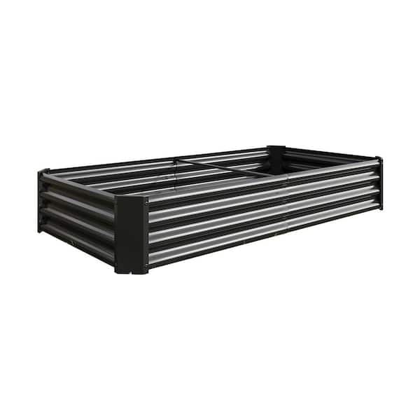 6 x 3 x 1 ft. Black Metal Rectangular Raised Garden Bed Outdoor Planter Box for Vegetables Flowers Herbs Fruits (1-Pack)
