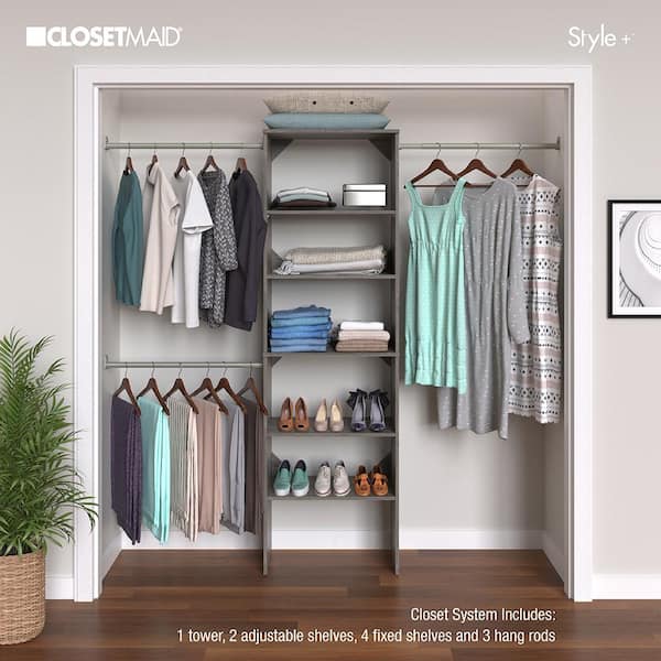 ClosetMaid Style+ 84 in. W - 120 in. W Coastal Teak Wood Closet