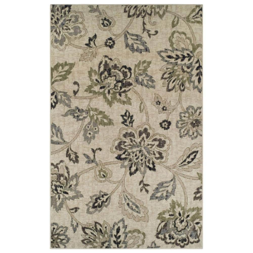Condell Beige Floral Synthetic 9'x7' Indoor Area Rug