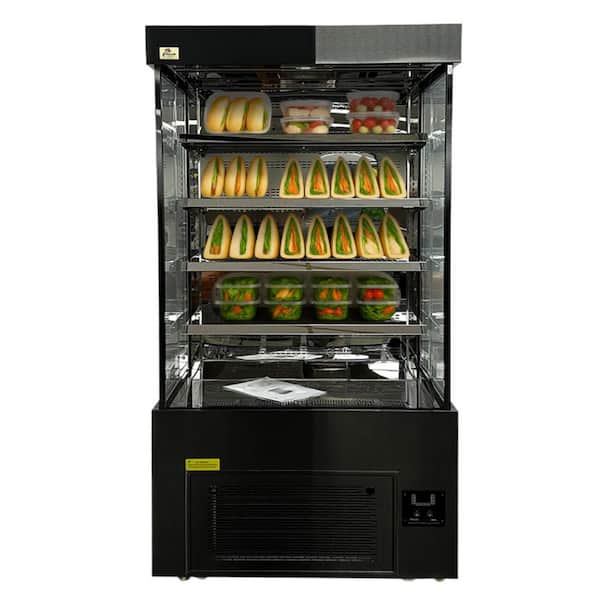 40 in. W 15 cu. ft. commercial Air Curtain open case cooler Merchandiser refrigerator in Black