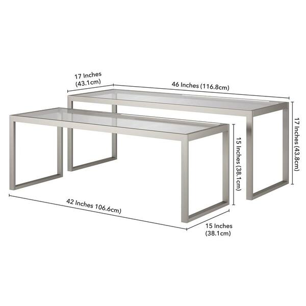 Meyer&Cross Rocco 46 in. Satin Nickel Rectangle Glass Top Coffee 