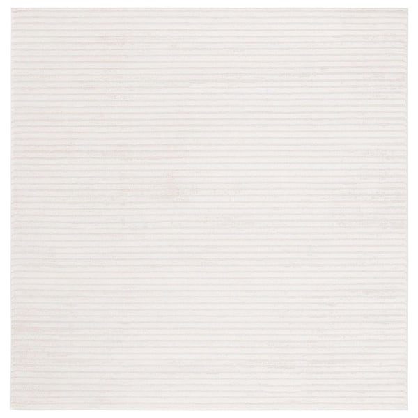 Neptune 7 ft. x 7 ft. Ivory/Beige Solid Striped Square Area Rug