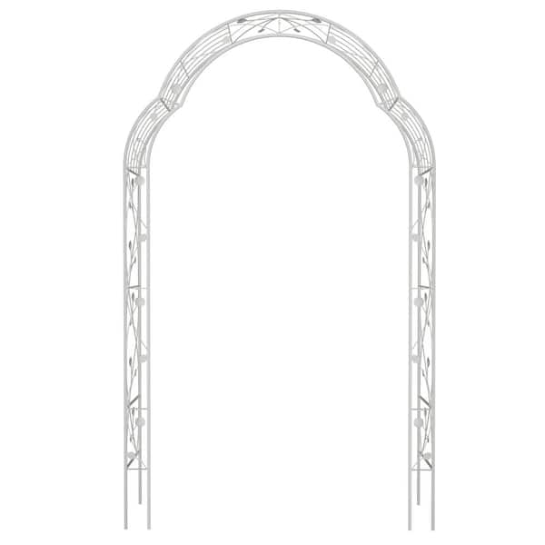 ECOCHIC SPACES INC Romantic Garden Elegance White 98.4 in. Iron Arch Arbor Trellis for Climbing Plants Support Rose, Wedding Party