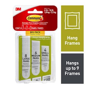 Command Small Picture Hanging Strips, Damage Free Hanging Picture Hangers,  No Tools Wall Hanging Strips for Living Spaces, 18 White Adhesive Strip  Pairs 