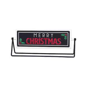 4.875 in. Merry Christmas or Ho Ho Ho Metal Rotating Tabletop Sign