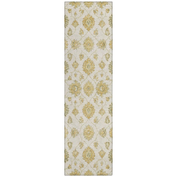Chantille Machine Washable Indoor/Outdoor Abstract ACN3023 Ivory 2 ft. x 7 ft. Runner Rug