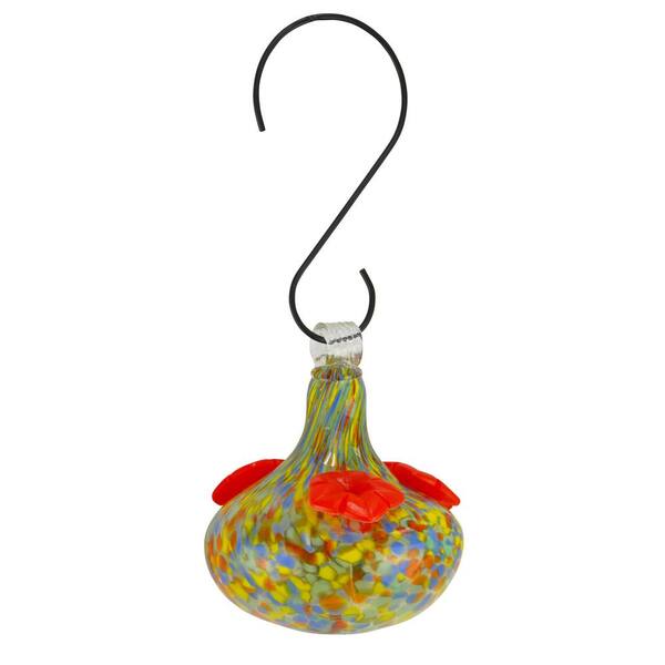 Red Carpet Studios Glass Multi-Color Pear Hummingbird Feeder