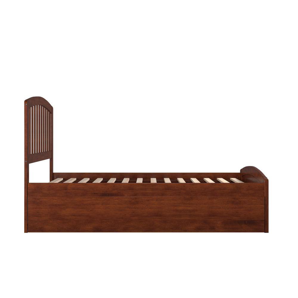 Richmond Walnut Full Platform Bed with Trundle and Slatted Headboard