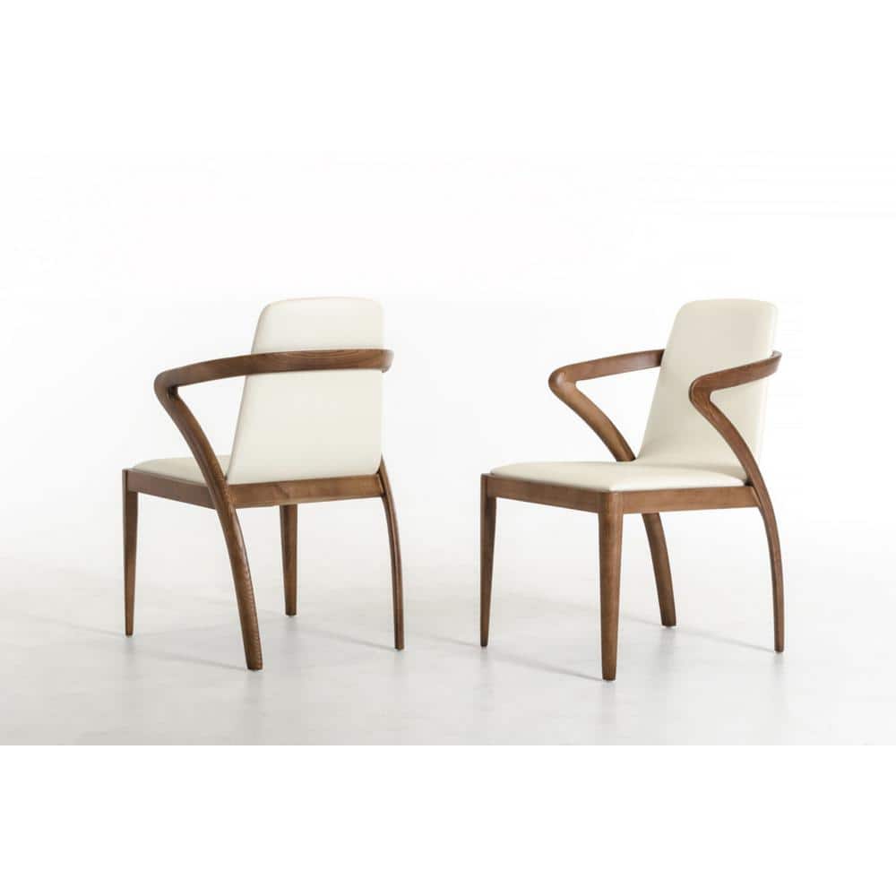 Walnut & Cream Faux Leather Parsons Dining Chair