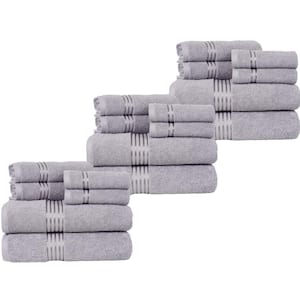 18-Piece Gray Cotton Bath Towel Set