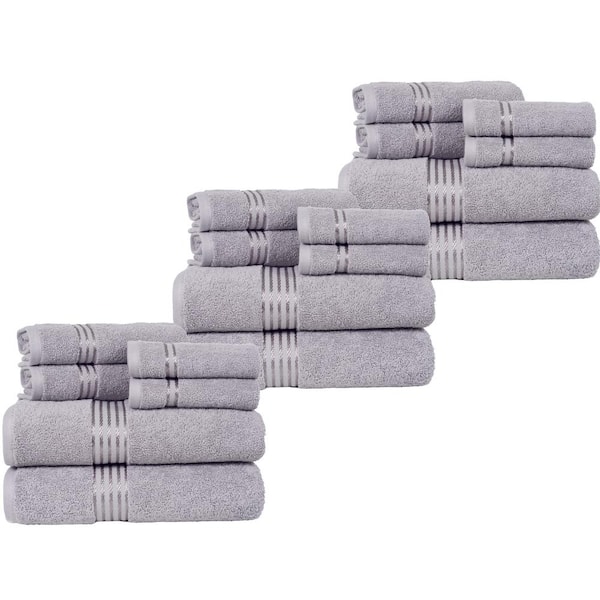 Lavish Home 18-Piece Gray Cotton Bath Towel Set