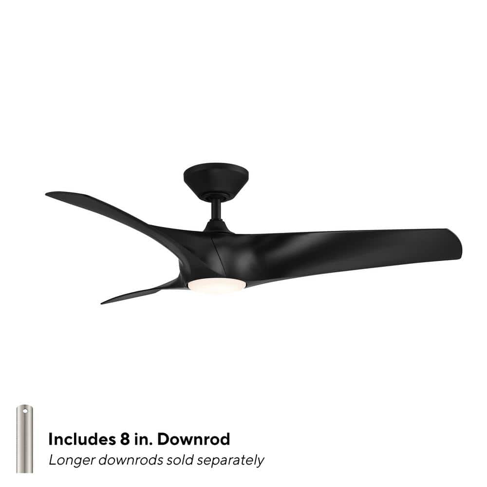 Zephyr Matte Black 52" Smart Ceiling Fan with LED Light and Remote