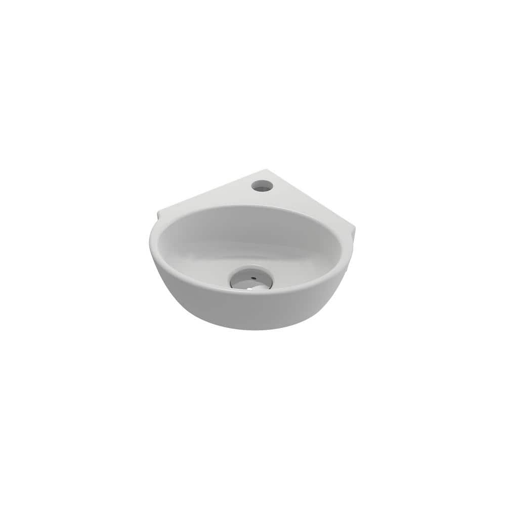 BOCCHI Milano WallMounted Matte White Fireclay Corner Vessel Sink 1392