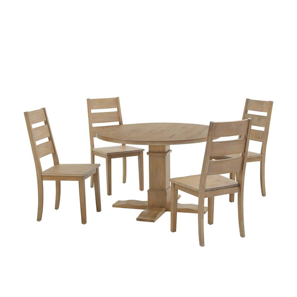 CROSLEY FURNITURE Joanna Rustic 5-Piece Brown Round Dining Set ...