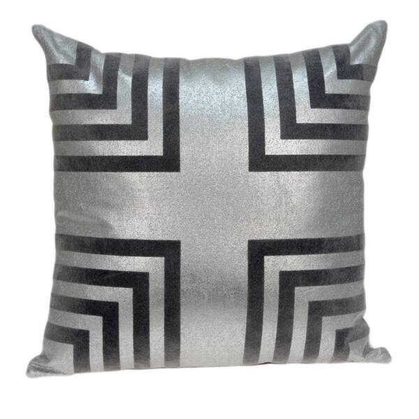 HomeRoots Jordan Cool Gray Pillow Cover with Down Insert