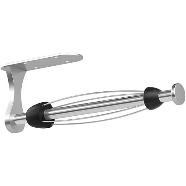 Under Cabinet Paper Towel Holder, One-Handed Tear Wall Mount with Ratchet Mechanism, Adhesive or Screw, Silver