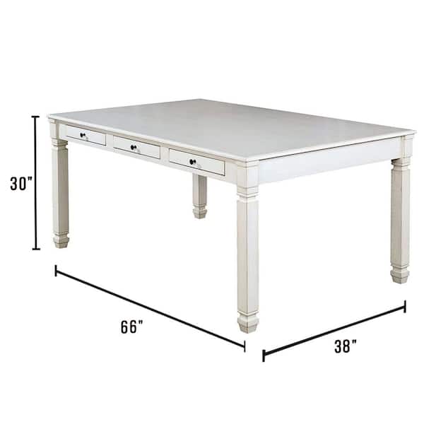 William's Home Furnishing Kaliyah Vintage White Transitional Style Dining Table