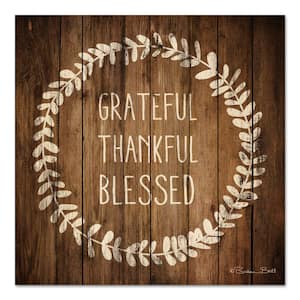 Grateful, Thankful, Blessed Unframed Nature Wood Pallet Art Print 18 in. x 18 in.