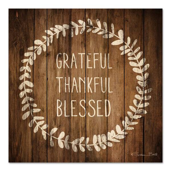 Unbranded Grateful, Thankful, Blessed Unframed Nature Wood Pallet Art Print 18 in. x 18 in.
